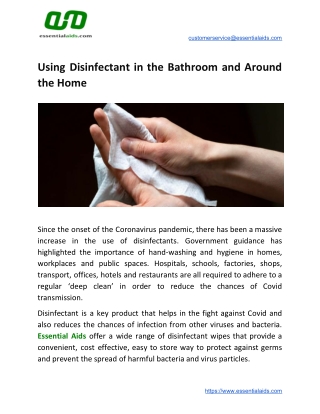 Using Disinfectant in the Bathroom and Around the Home - Essential Aids UK