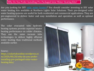 Solar Water Heating Kits - Northern Lights Solar Solutions