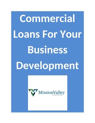 Commercial Loans For Your Business Development