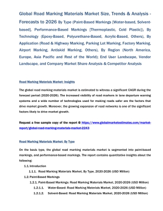 Global Road Marking Materials Market Size, Trends, Analysis with COVID-19 Impact - Forecasts 2026