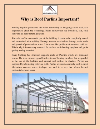Why is Roof Purlins Important