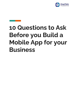 10 Questions to Ask Before you Build a Mobile App Development for your Business