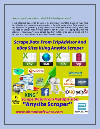 Scrape data from TripAdvisor and eBay sites using Anysite Scraper