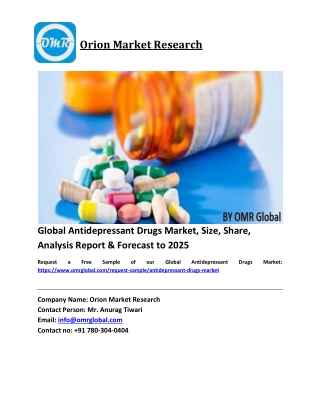 Global Antidepressant Drugs Market Trends, Size, Competitive Analysis and Forecast 2019-2025