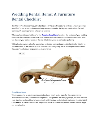 Wedding Rental Items: A Furniture Rental Checklist