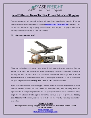 Send different items to usa from china via shipping converted
