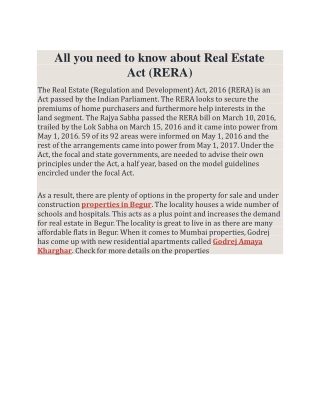 All you need to know about Real Estate Act (RERA)