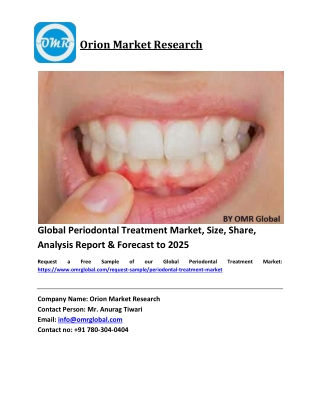 Global Periodontal Treatment Market Size, Industry Trends, Share and Forecast 2019-2025