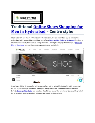 Traditional Online Shoes Shopping for Men in Hyderabad – Centro style: