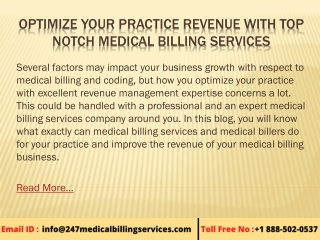 OPTIMIZE YOUR PRACTICE REVENUE WITH TOP NOTCH MEDICAL BILLING SERVICES