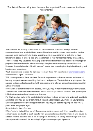 The Actual Reason Why Xero Lessons Are Important For Accountants And Non-Accountants