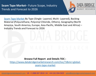 Seam Tape Market– Future Scope, Industry Trends and Forecast to 2026