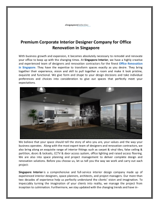 Office Renovation in Singapore