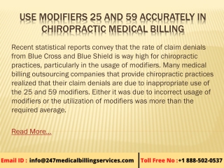 USE MODIFIERS 25 AND 59 ACCURATELY IN CHIROPRACTIC MEDICAL BILLING