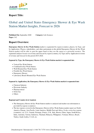 Emergency Shower & Eye Wash Station Market Insights, Forecast to 2026