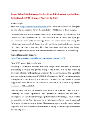 Image Guided Radiotherapy Market Opportunities, Trends and Future Outlook To 2023