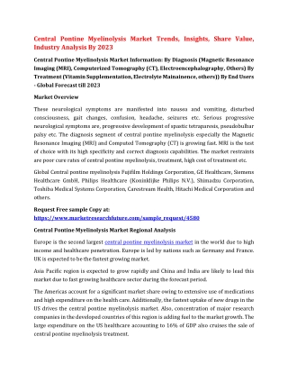 Central Pontine Myelinolysis Market Share, Trend, Challenges, Segmentation Till 2023