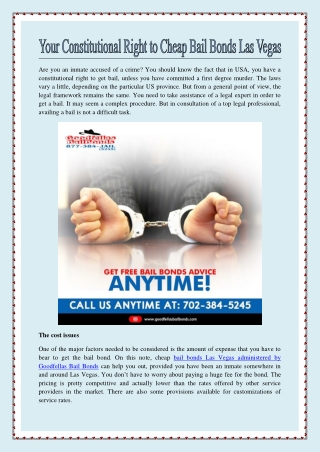 Your Constitutional Right to Cheap Bail Bonds Las Vegas