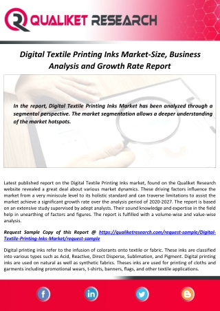 Digital Textile Printing Inks Market Size with COVID-19 Impact | Industry Analysis Report by 2027