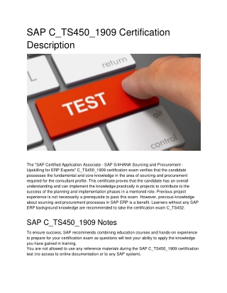 SAP C_TS450_1909 Certification Description