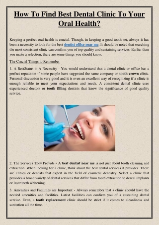 How To Find Best Dental Clinic To Your Oral Health?