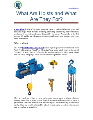 What Are Hoists and What Are They For?