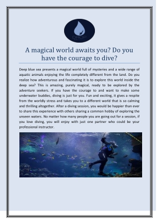 A magical world awaits you? Do you have the courage to dive?