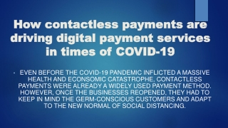 How contactless payments are driving digital payment services in times of COVID-19