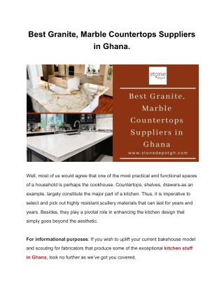 Best Kitchen Marble And Granite Suppliers In Ghana.