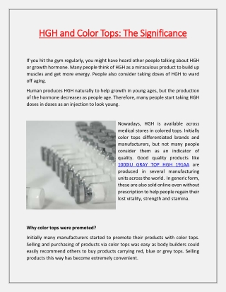 HGH and Color Tops: The Significance