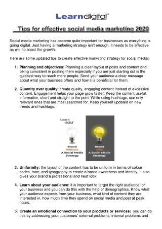 Tips for Effective Social Media Marketing 2020