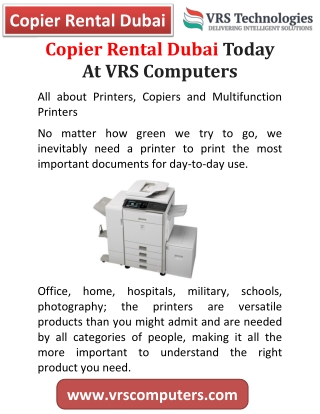 Copier Rental Dubai Today At VRS Computers