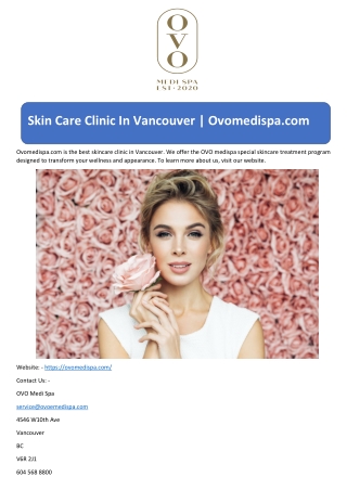 Skin Care Clinic In Vancouver | Ovomedispa.com