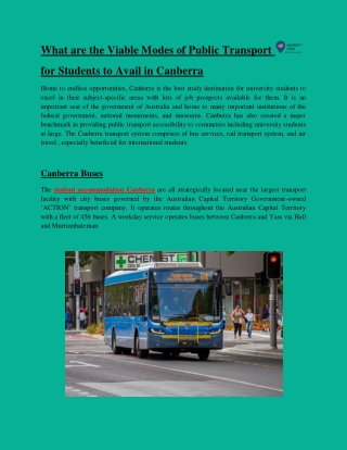 What are the viable modes of public transport for students to avail in canberra