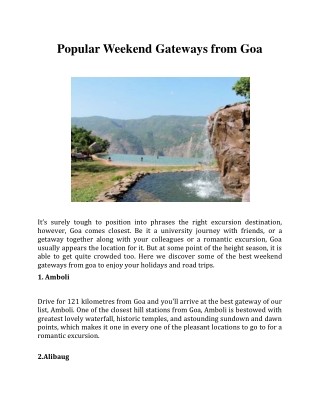 Popular Weekend Gateways from Goa