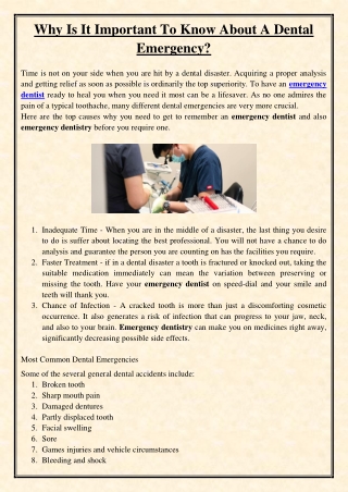 Why Is It Important To Know About A Dental Emergency?