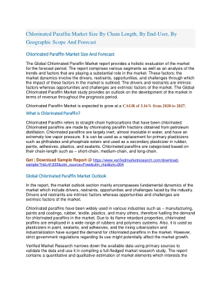 Chlorinated Paraffin Market Size By Chain Length, By End-User, By Geographic Scope And Forecast