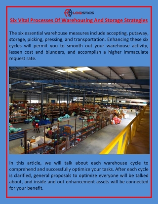 Six Vital Processes Of Warehousing And Storage Strategies