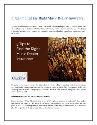 5 Tips to Find the Right Music Dealer Insurance
