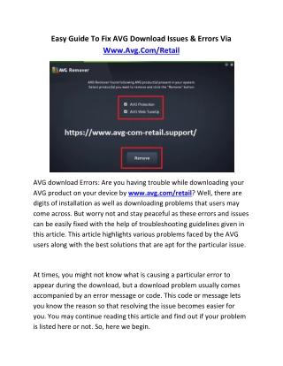 Easy Guide To Fix AVG Download Issues & Errors Via Www.Avg.Com/Retail