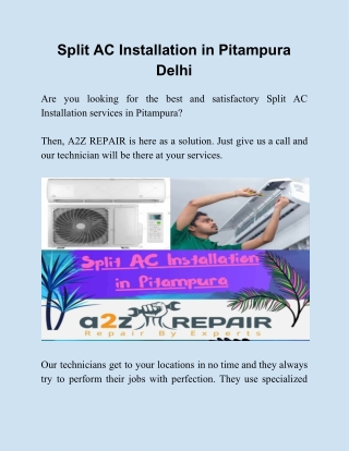 Split AC Installation in Pitampura Delhi