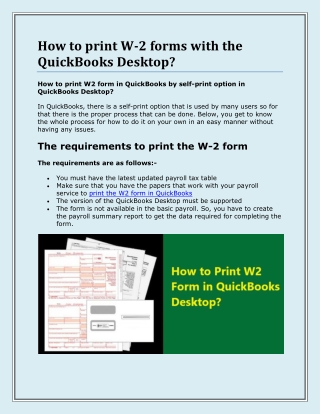 What is W2 form in QuickBooks and how to print W2 form?