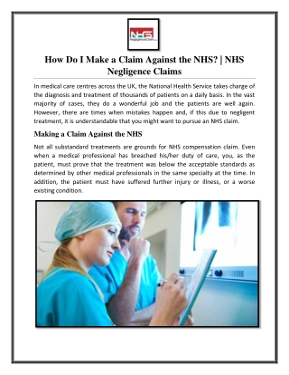 How Do I Make a Claim Against the NHS? | NHS Negligence Claims