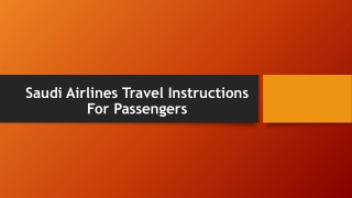 Saudi Airlines Travel Instructions For Passengers