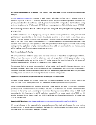 UV Curing System Market by Technology, Type, Pressure Type, Application, End-Use Vertical  | COVID-19 Impact Analysis |