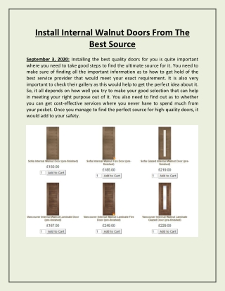 Install Internal Walnut Doors From The Best Source