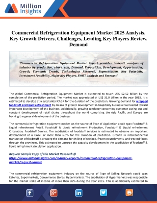 Commercial Refrigeration Equipment Market 2025 Global Size, Key Companies, Trends, Growth And Regional Forecasts Researc