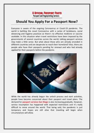 Should You Apply For a Passport Now?