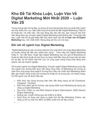 Kho Đề Tài Khóa Luận, Luận Văn Về Digital Marketing Mới Nhất 2020