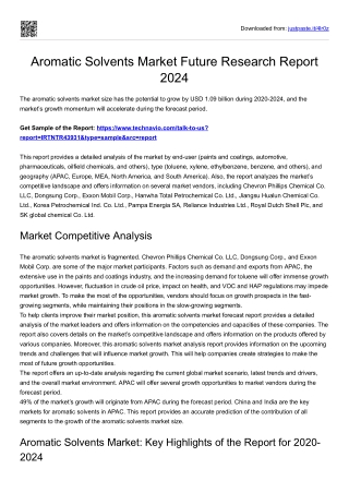 Aromatic Solvents Market Growth 2024